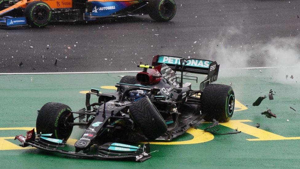 Valtteri Bottas crashing at the start of the Hungarian Grand Prix