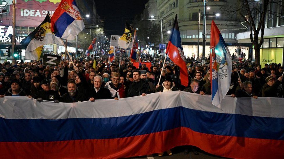 Pro-Putin protesters in Belgrade