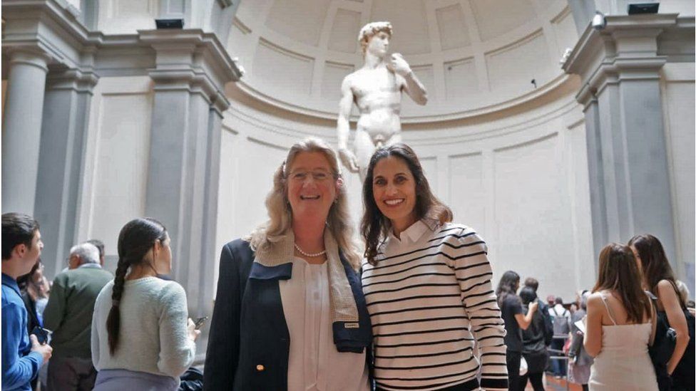 Hope Carrasquilla (right) arrived in town on Friday and went almost directly to the museum