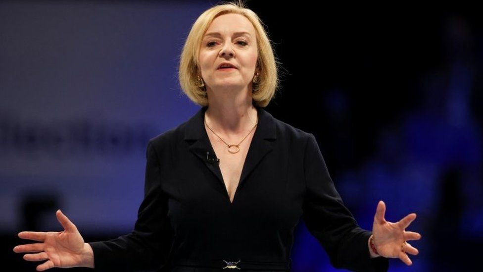 Conservative leadership candidate Liz Truss speaks during a hustings event