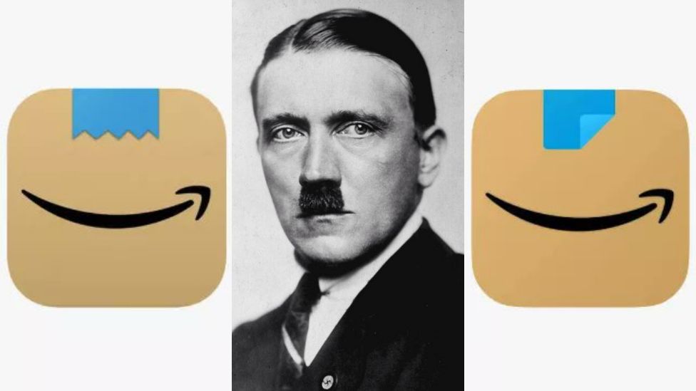 The two Amazon icons (L and R) with Adolf Hitler in the middle