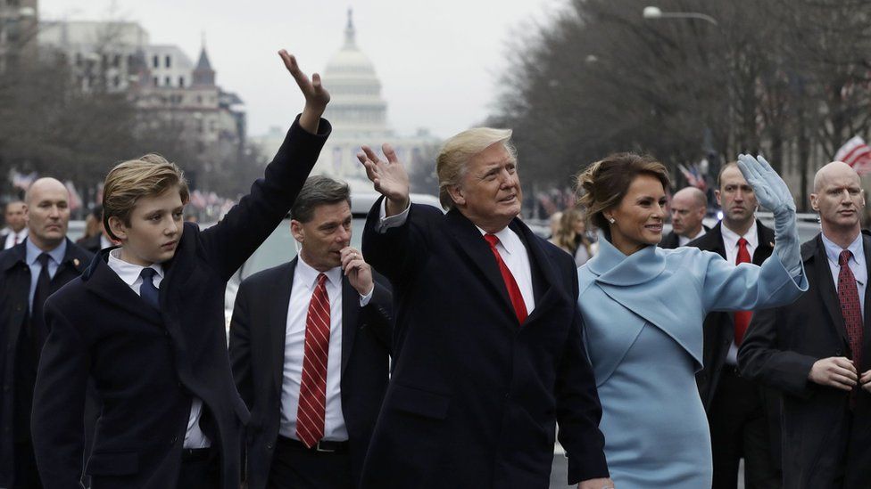 Donald, Melania and Barron Trump in Washington DC