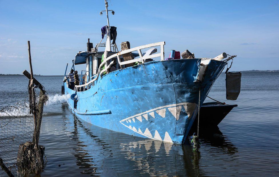 Rescued boat near the shore