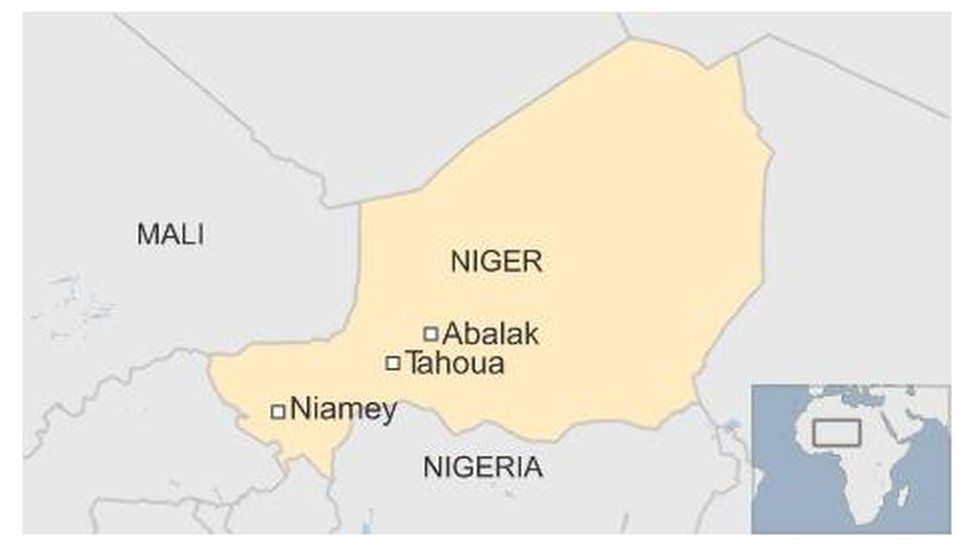 Map of Niger showing Abalak