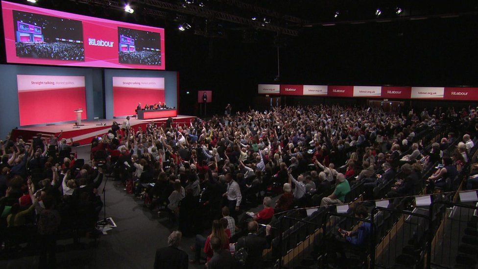 Delegates vote for rail nationalisation at the party conference