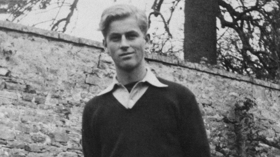 A black and white picture of Prince Philip at Gordonstoun aged 16