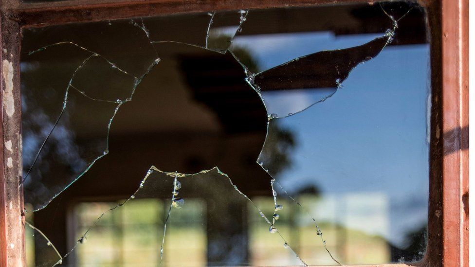 A broken window of a school in Limpopo