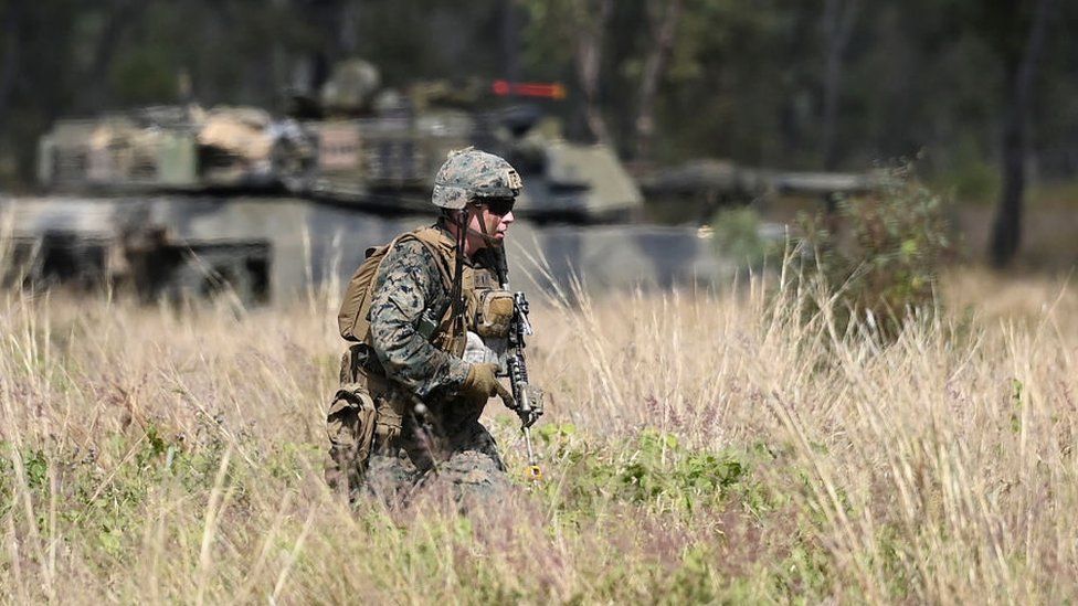 US Marine participates in an assault exercise Australia July 2021