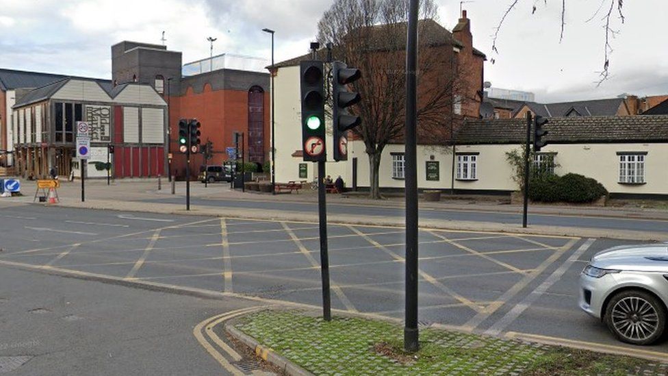 A yellow box junction in Hereford