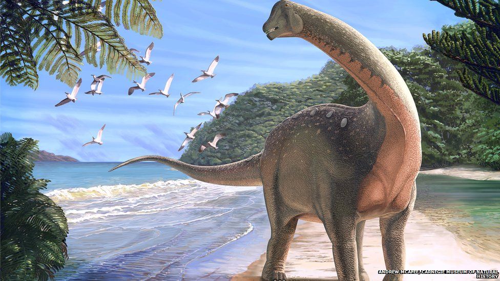 Reconstruction of the new dinosaur on a coastline in what is now the Western Desert of Egypt