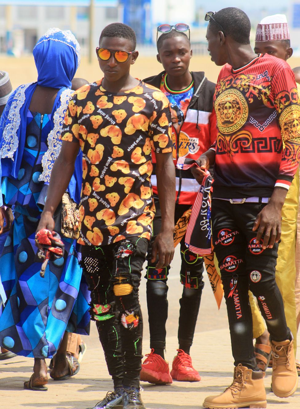 Fulani men in colourful outfits