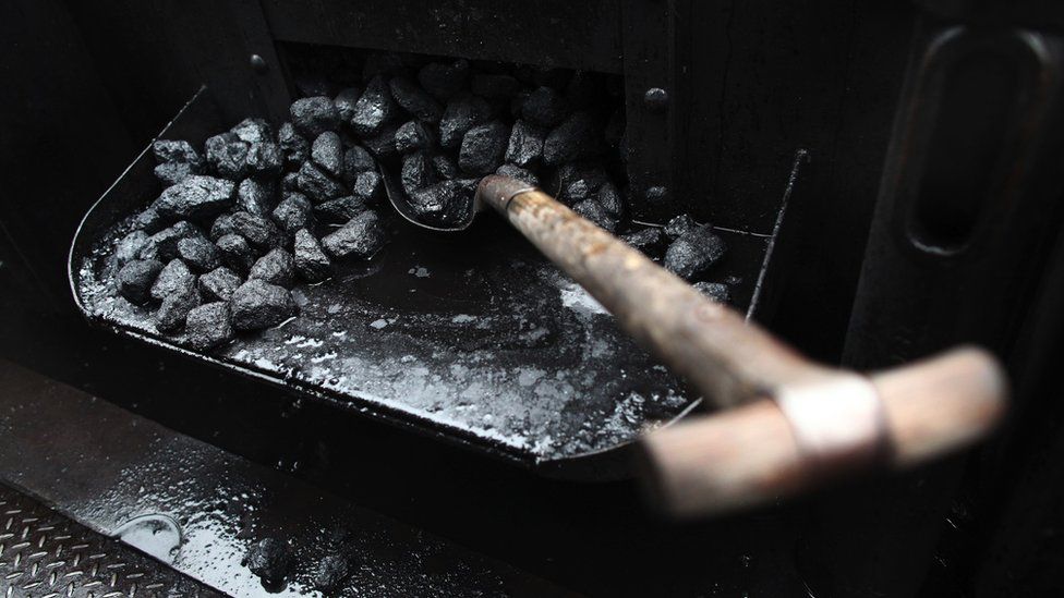 Coal on a steam train