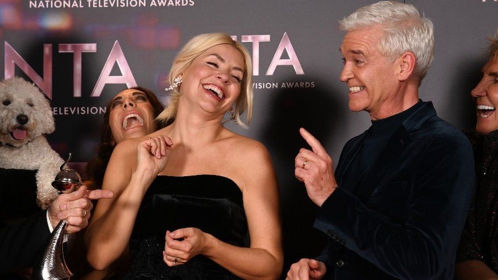 Holly Willoughby and Phillip Schofield celebrating their win