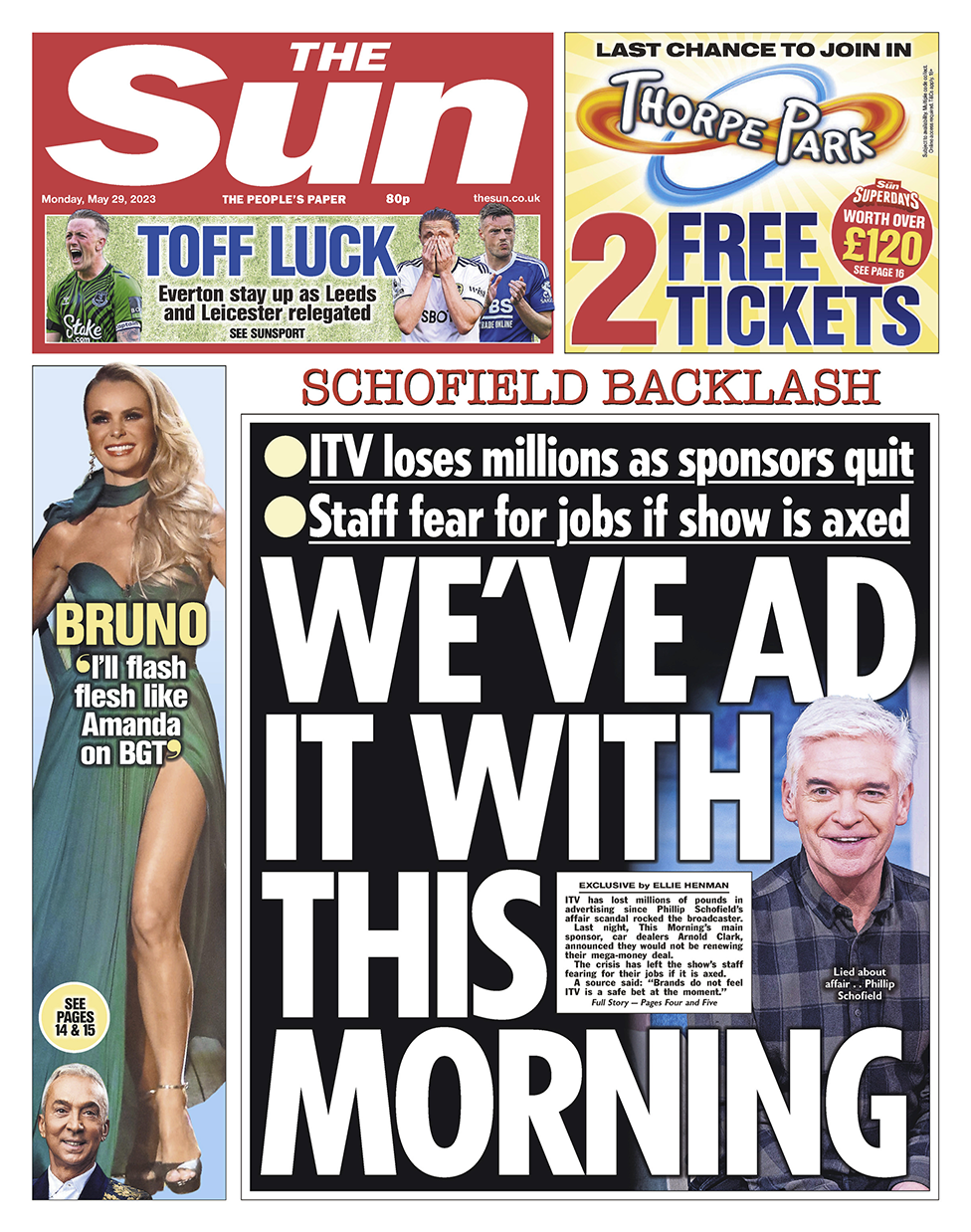 The headline on the front page of the Sun reads "We've ad it with this morning"