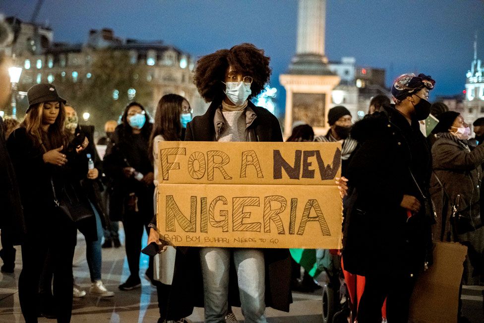 Protesters in Trafalgar Square in London