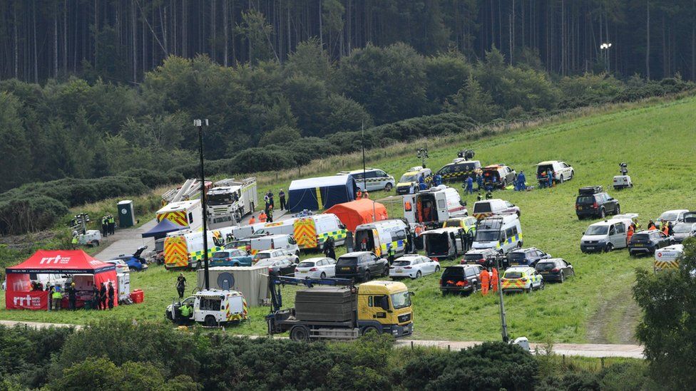Emergency services at the scene on Thursday