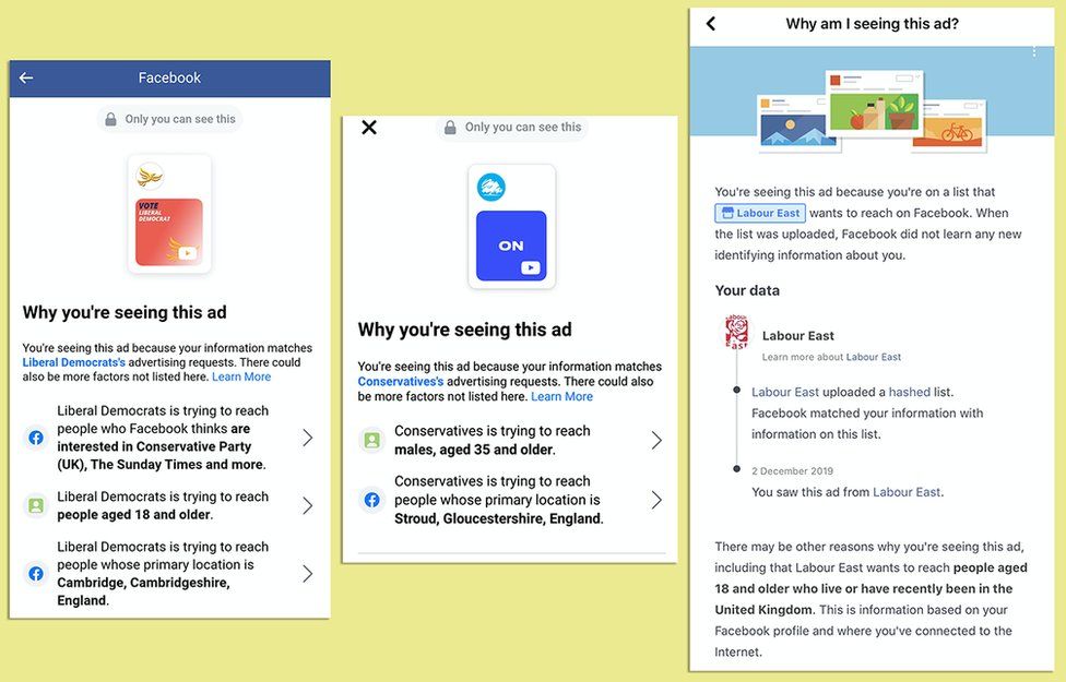 Facebook targeting information sent in by the public