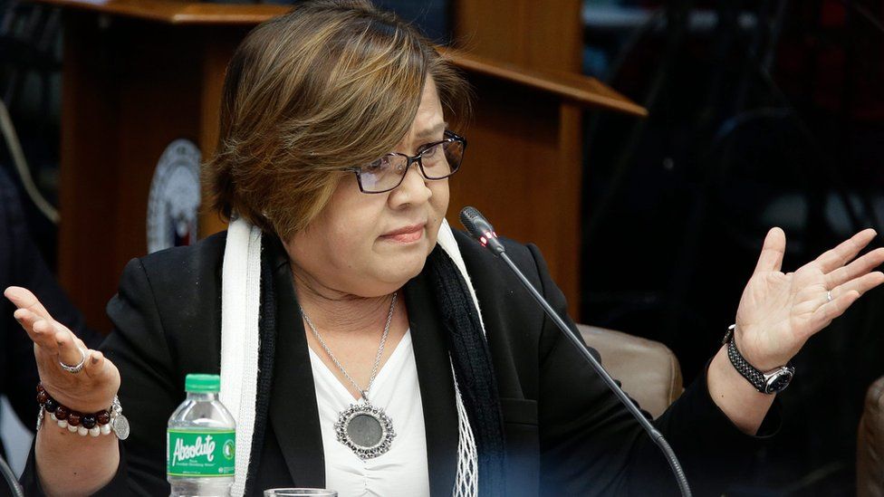Senator Leila De Lima at a Senate inquiry in Pasay City, south of Manila, Philippines, 5 December 2016