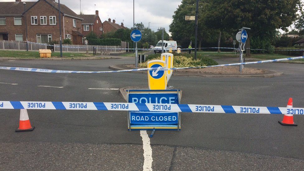 Police cordon at Derby Road, Chellaston