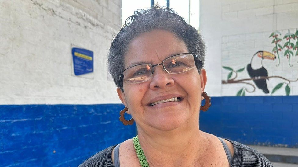 Vilma Abrego at a polling station