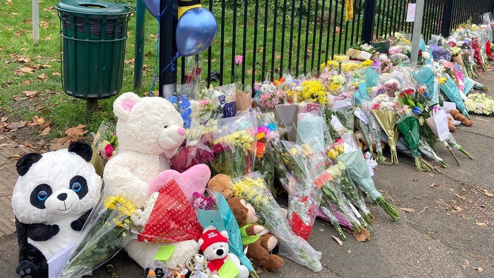 Flowers left near the scene where Kyson, Bryson, Leyton and Logan died