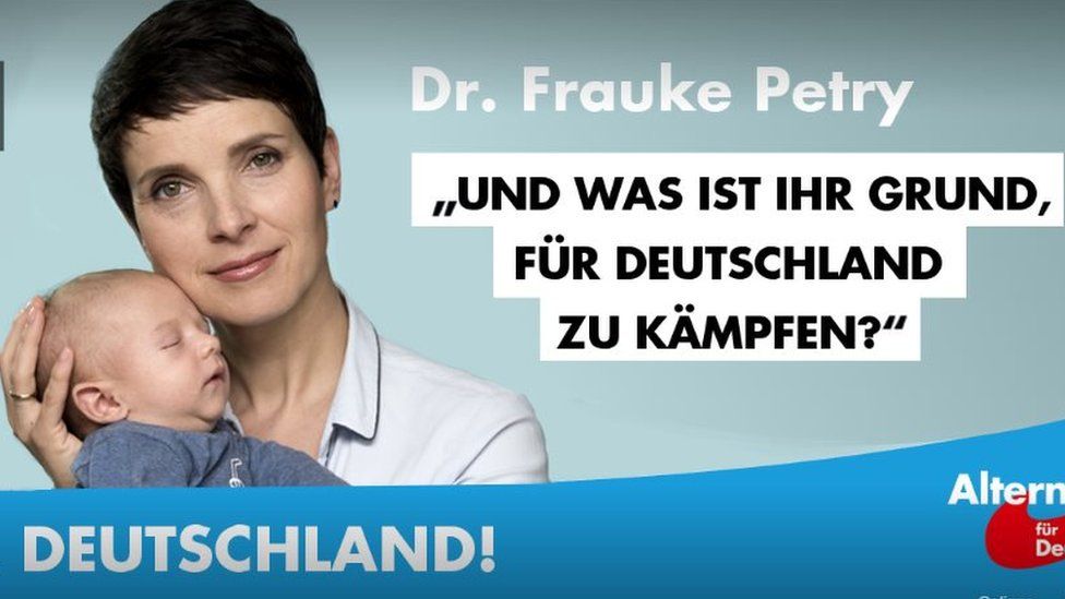 In July the AfD released this campaign poster featuring Frauke Petry and her new-born baby