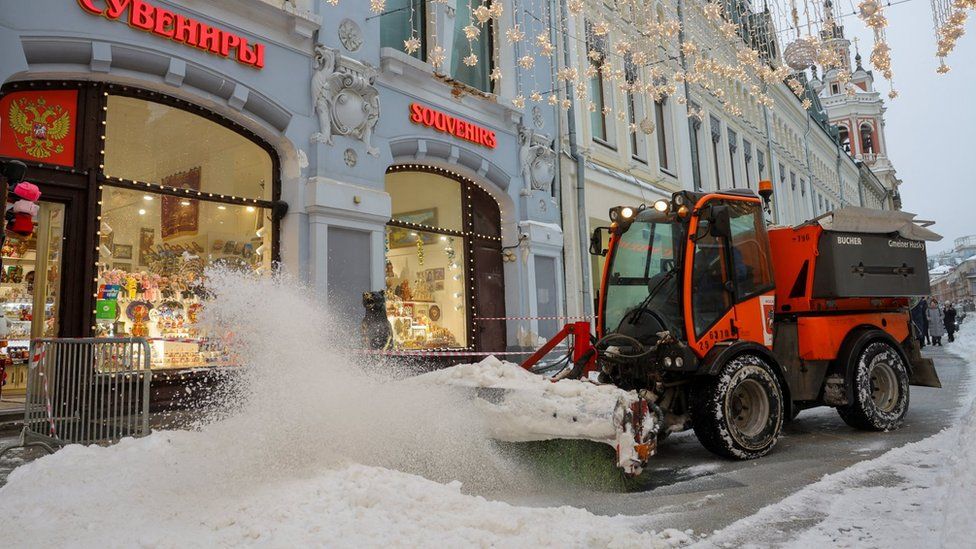 Specialist machinery clears snow in Moscow, Russia. Photo: 27 November 2023