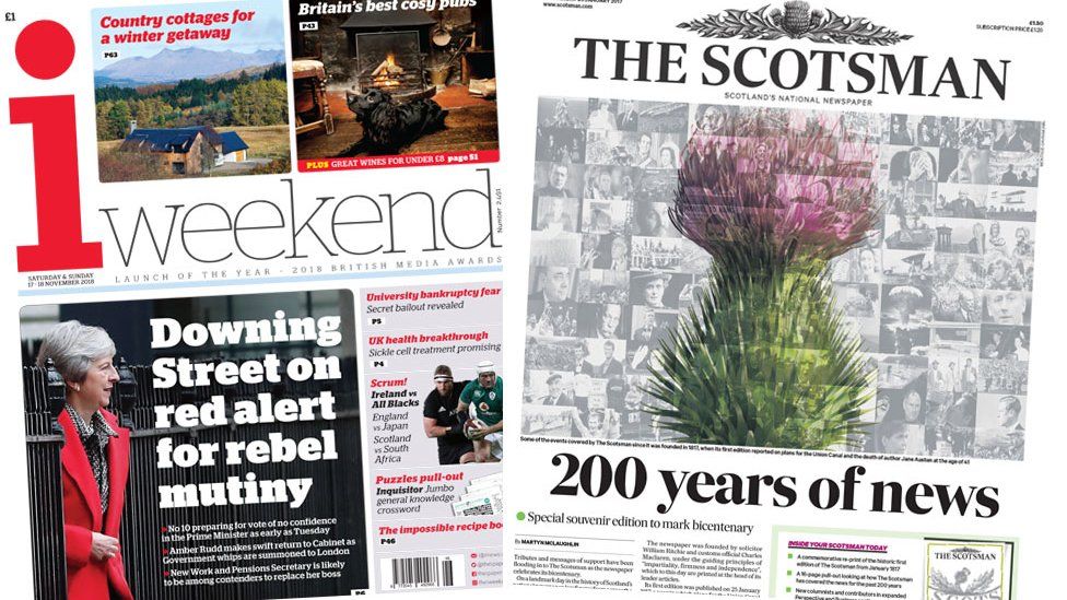 i and the Scotsman front pages
