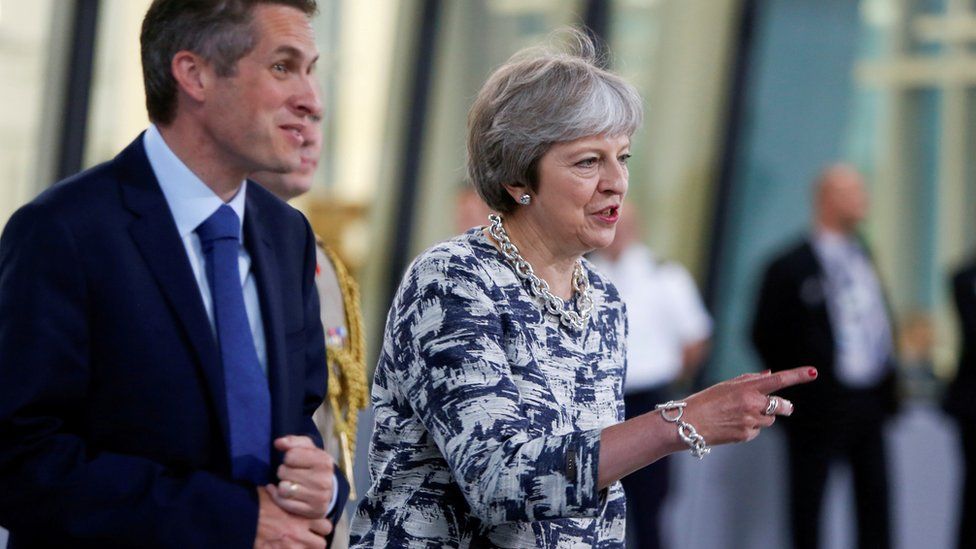 Theresa May pictured with Gavin Williamson