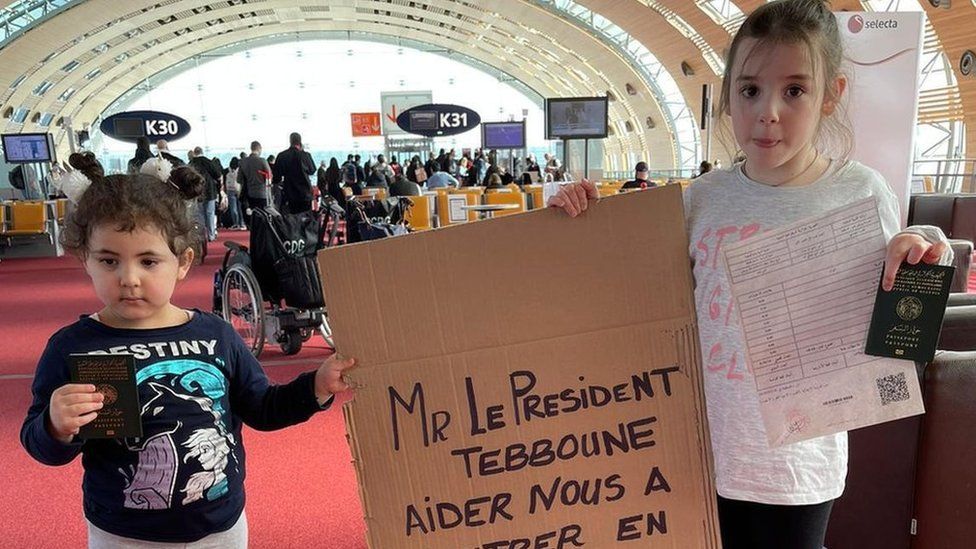 Two children in the group appealed to the Algerian president to help them go home