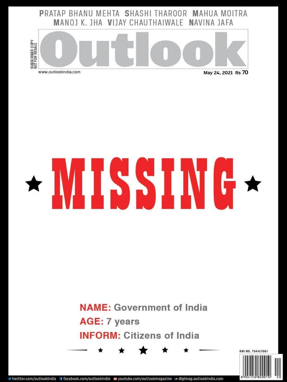 Outlook magazine cover