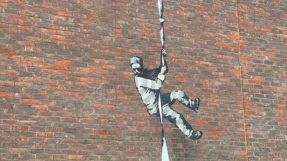 Possible Banksy artwork on wall of Reading Prison