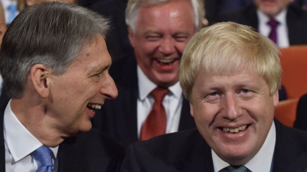 Chancellor Philip Hammond and then foreign secretary Boris Johnson at the Conservative Party conference in 2016