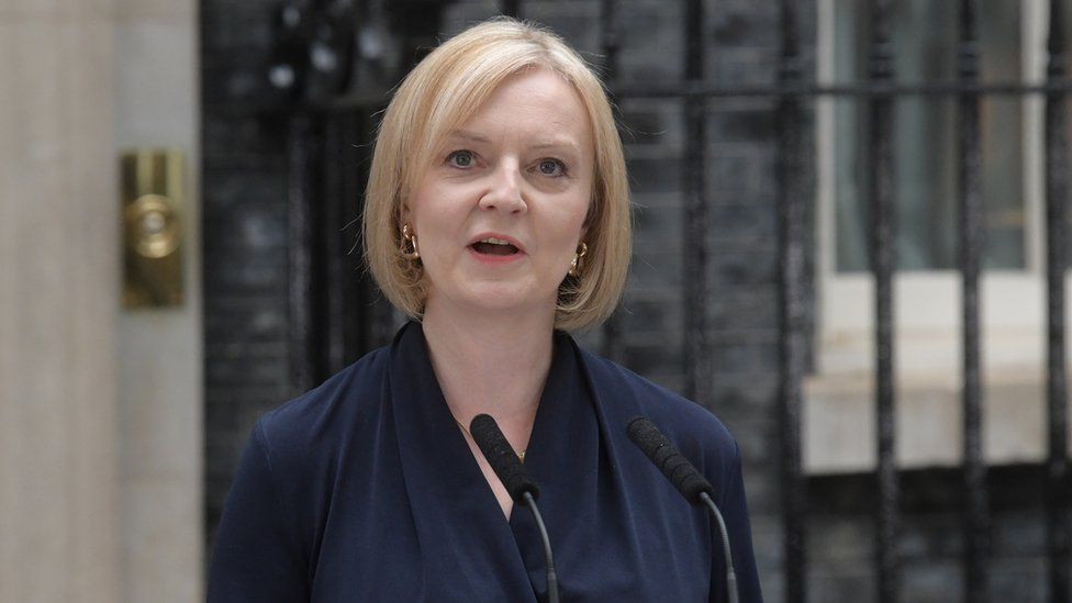 Prime Minister Liz Truss delivers her speech as PM outside No 10 Downing Street (Ten Downing St), 6th September 2022. Truss has taken over as Prime Minister after travelling to Balmoral to see the Queen, where she was invited to form a new government. copyright Jeff Overs/BBC
