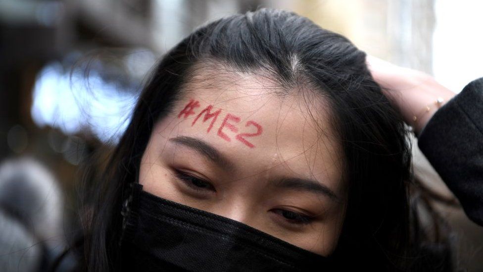 A supporter of Zhou Xiaoxuan, a feminist figure who rose to prominence during Chinas #MeToo movement two years ago