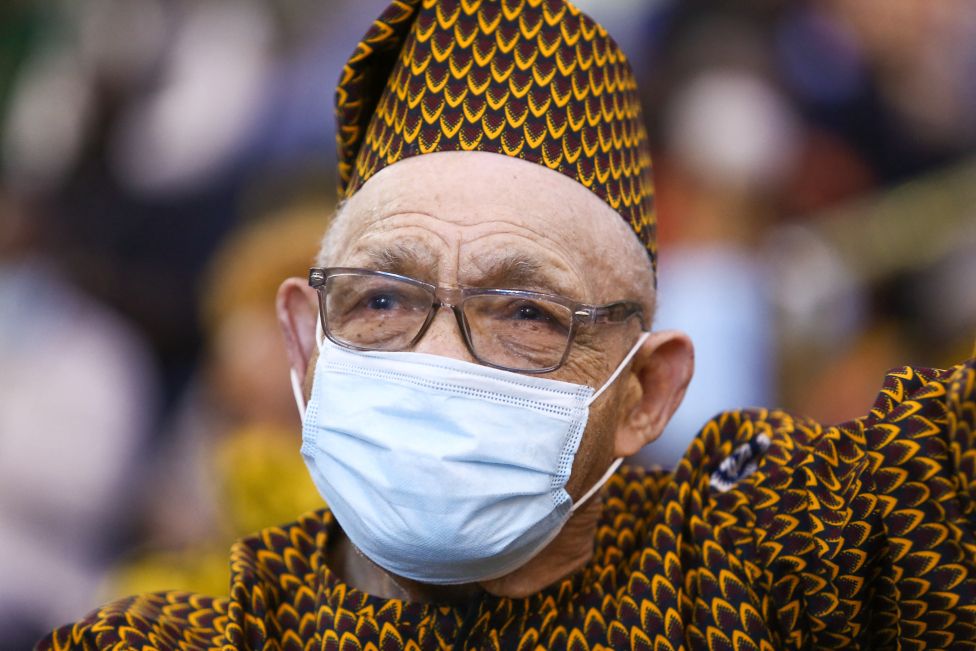 Survivor of 1921 Tulsa race massacre 100 year-old Hughes Van Ellis attends a service at Action Chapel International church in Accra, on August 15, 2021