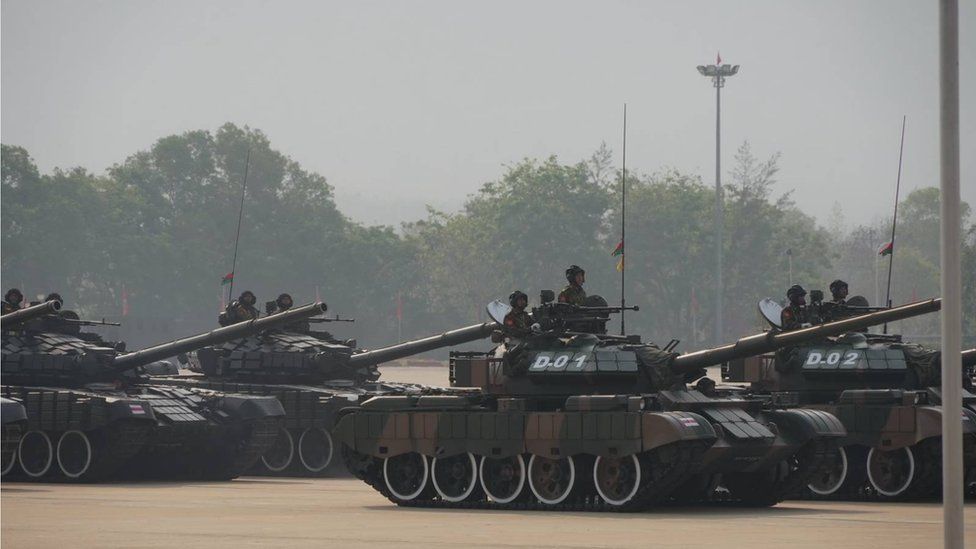Tanks on display in a parade
