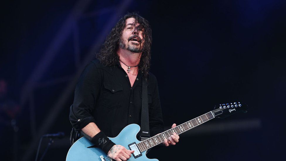Dave Grohl on stage with Foo Fighters