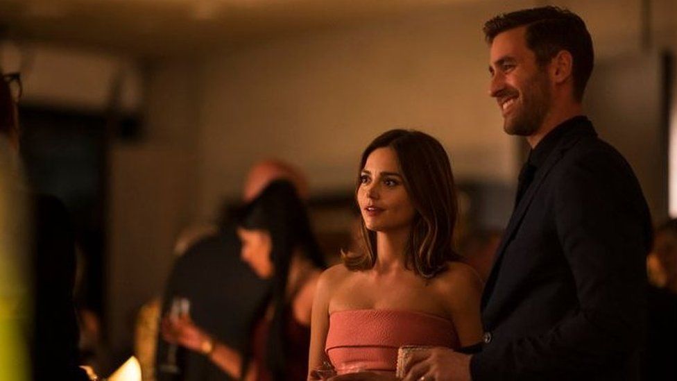 Still of Jenna Coleman and Oliver Jackson-Cohen from the new Amazon Prime Video series Wilderness