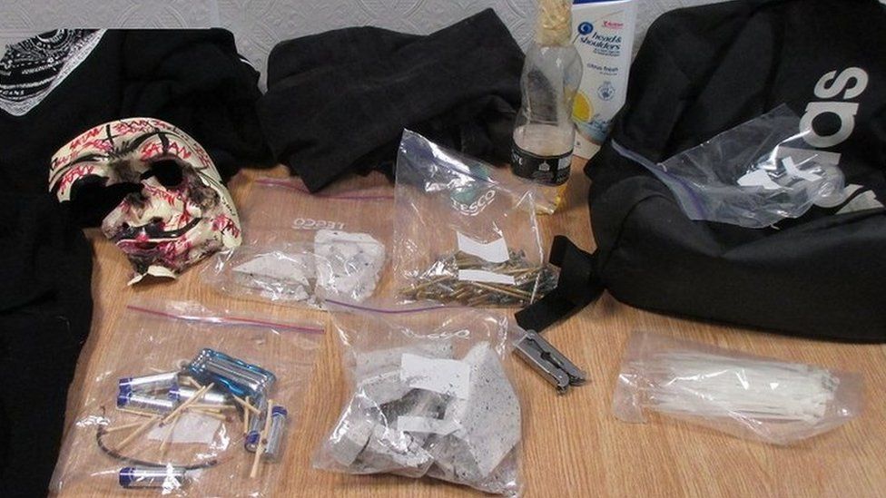 Contents of rucksack discovered by police