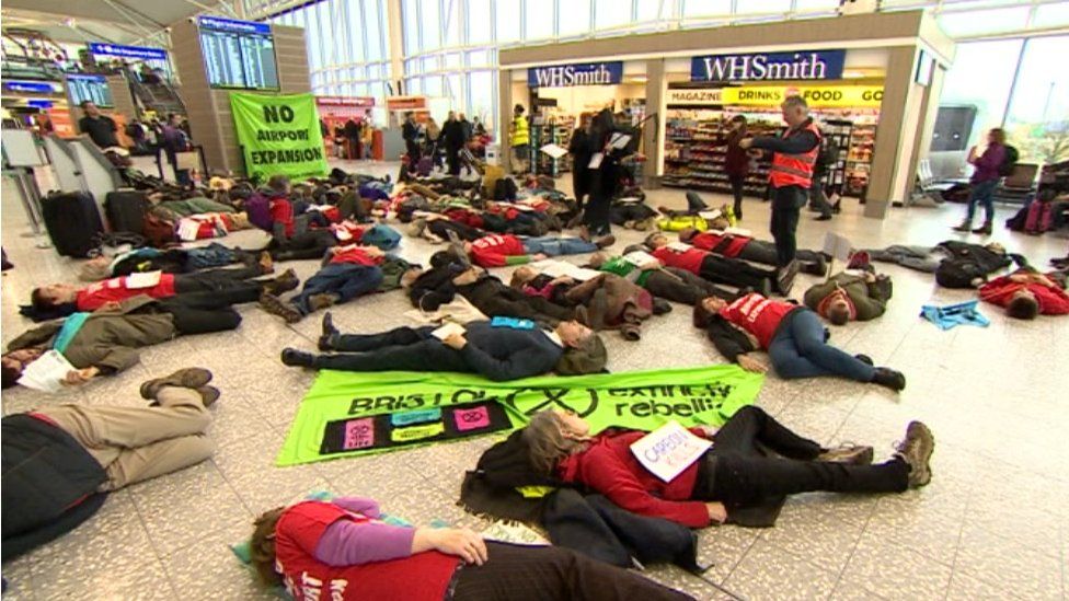 Protest inside Bristol Airport