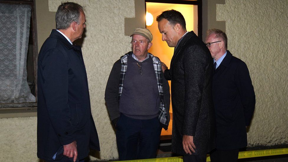 Leo Varadkar speaks to residents of Creeslough