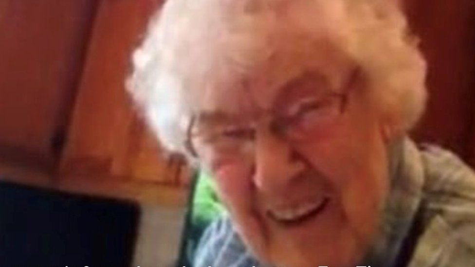Terri's granny Bridget during a Facetime call