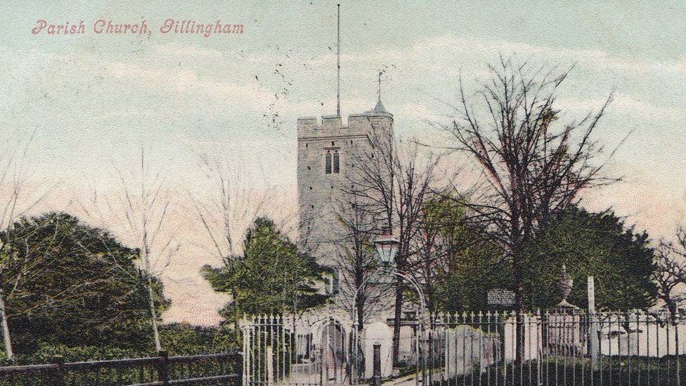 Postcard of a church in Gillingham, Kent