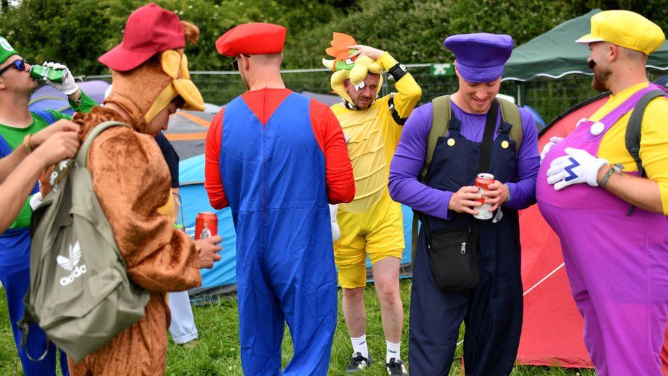 A group of friends from Shepton Mallet dress as characters from the computer game Mario Kart