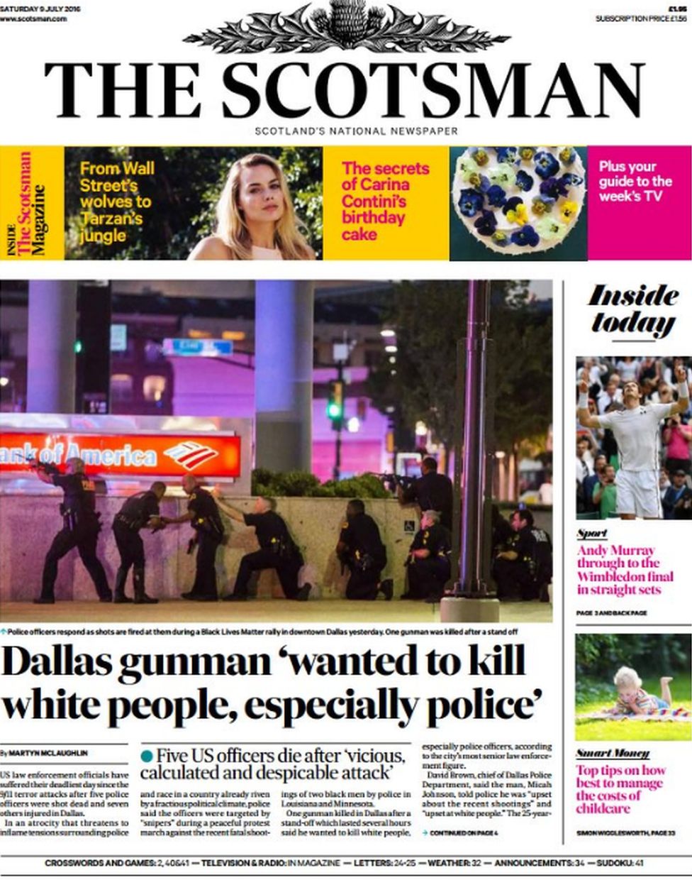 Scotland's papers T in the Park deaths and Murray at Wimbledon BBC News