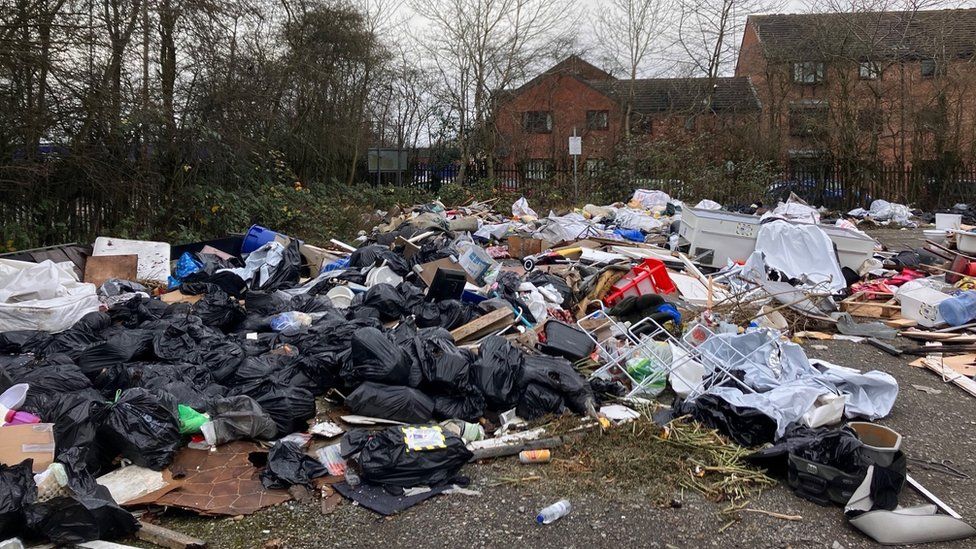 Pile of fly-tipping left at Fargo car park in Coventry