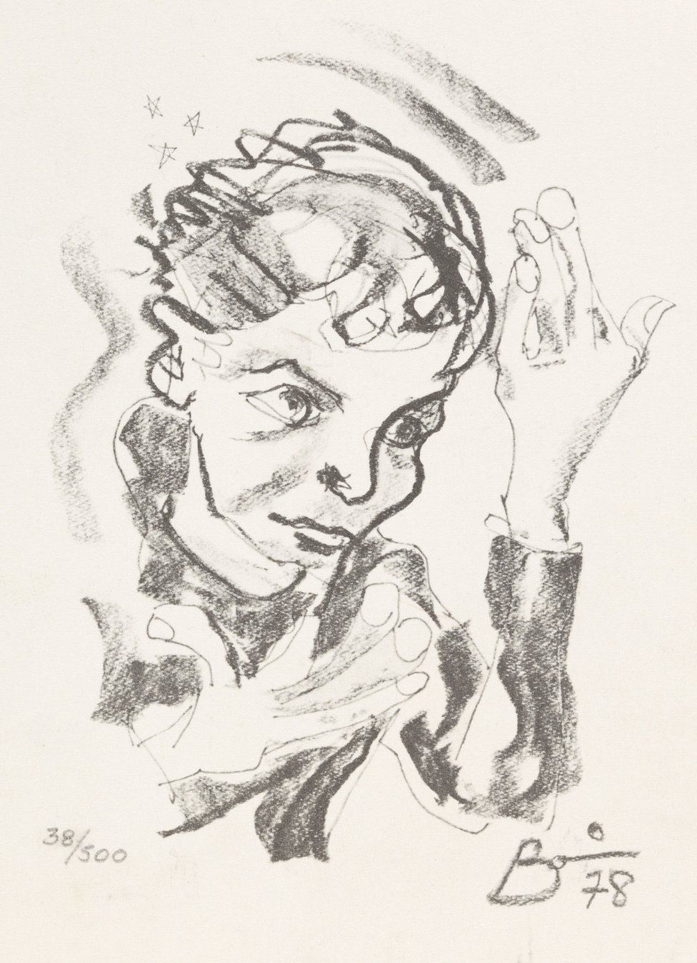 A self-portrait sketch by David Bowie