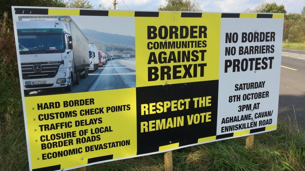 A poster on the border protesting against Brexit