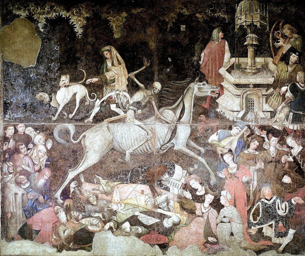 The Triumph of Death (about 1446) by unknown artist, is at the Palazzo Abatellis in Palermo